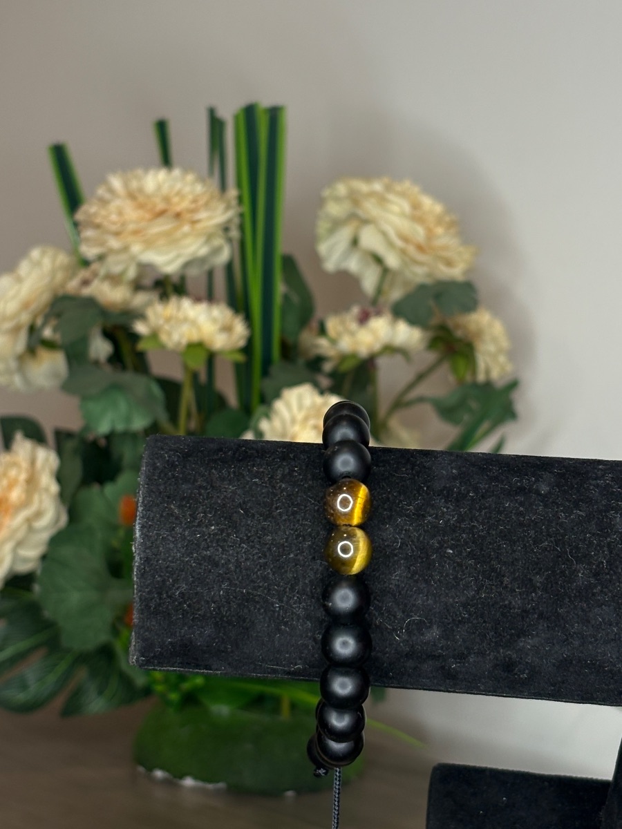Bracelet noir et œil de tigre 