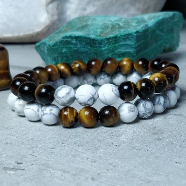 Œil de tigre et perles howlite